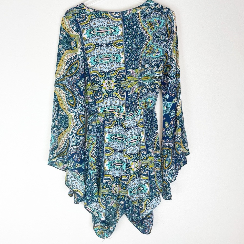 Womens Romper Size Small Boho Flare Sleeves Festival Hippie Tie Pack Lightweight